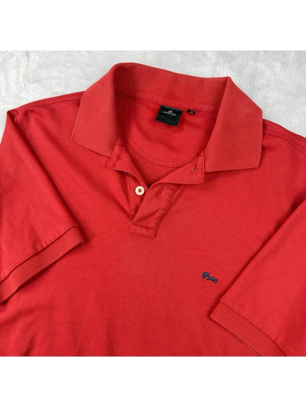 Arturo Calle Polo Shirt Red Short Sleeve Logo Mens M Casual Minimal Classic Prep